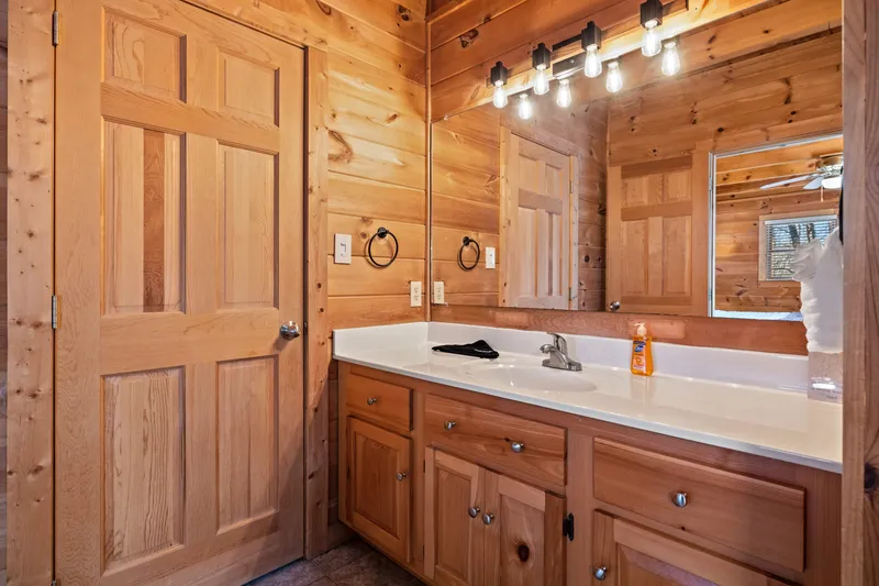Bathroom vanity with wide counter
